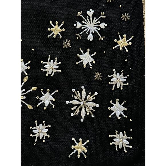 Vintage Snowflake Sweater Zip Vest Fall Winter Christmas Party Festive Beaded - Picture 9 of 12
